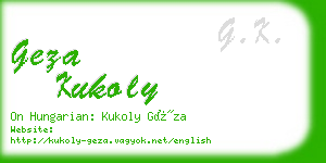 geza kukoly business card